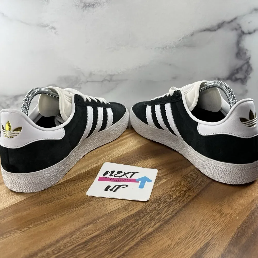 Mens size 8.5-adidas Gazelle ADV Black White Gold Sneakers FX6563 Sneakers